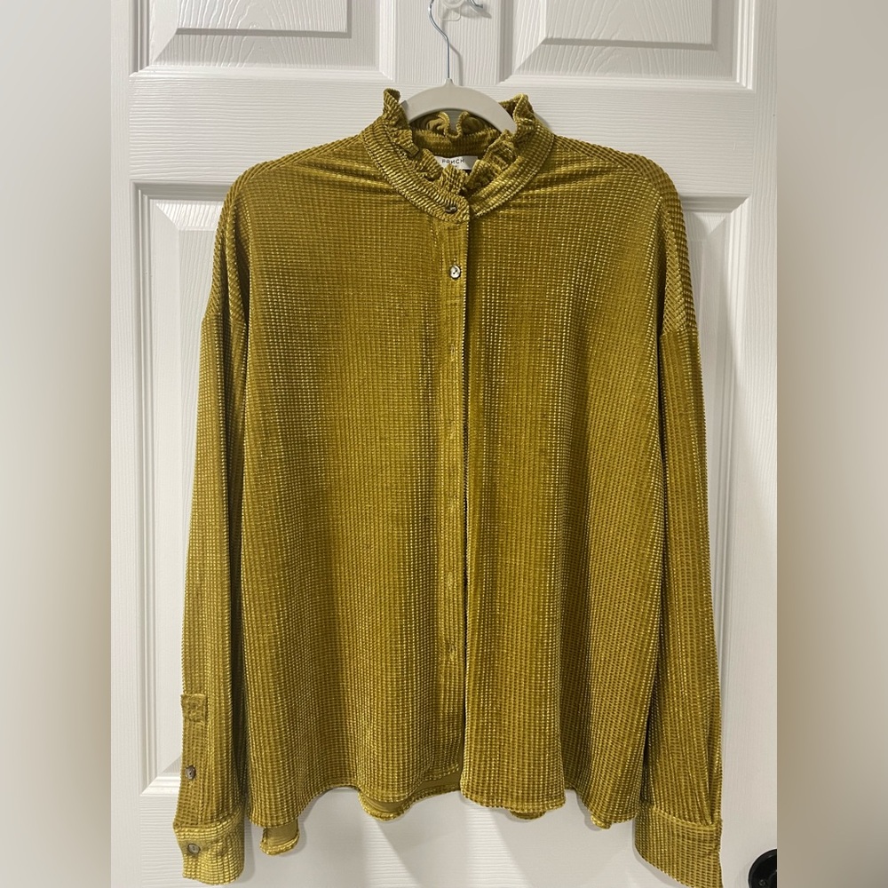 FRNCH Mustard Textured Blouse - Picture 2 of 8